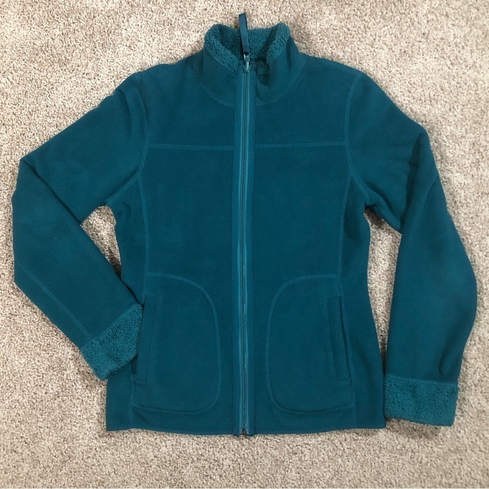 Reversible Teal Fleece and Warm Teddy Bear Fleece Full Zip Jacket extra small XS - Picture 8 of 11